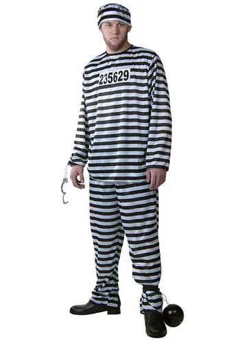 Vista 4 de Disfraz de prisionero para hombre talla extra Multicolor