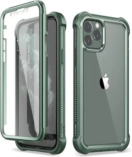 Vista 9 de Dexnor Funda para iPhone 11 Pro con protector de pantalla, transparente, resistente, de cuerpo completo, a prueba de golpes, parte trasera dura