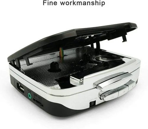 Vista 5 de Convertidor de casete a MP3, reproductor de cinta digital USB estéreo, con auriculares, transferencia a computadora, teléfono móvil y altavoz