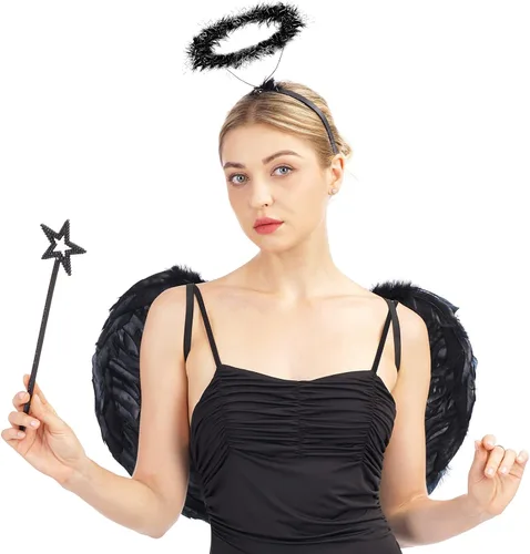 Vista 5 de quescu Alas de ángel de plumas Navidad Halloween disfraz de despedida de soltera noche fiesta