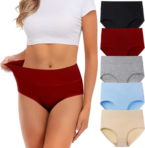 Vista 8 de Ropa interior para mujeres, algodón, cintura media, sin rollitos, cobertura completa, calzoncillos tipo brief para damas, bragas, lencería, ropa