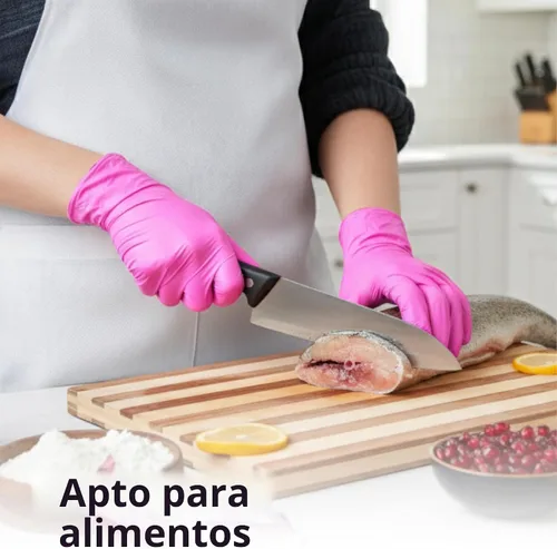 Vista 3 de SwiftGrip Guantes de nitrilo sin polvo, 3 mil, guantes de nitrilo desechables, sin látex, sin polvo, rosa/fucsia