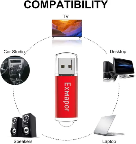 Vista 5 de Unidad flash USB 1GB 5PCS Exmapor Memory Stick Bulk Storage Pen Drive con indicador LED