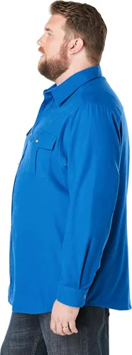 Vista 4 de KingSize - camisa de franela sólida alta y sólida doble cepillado para hombre