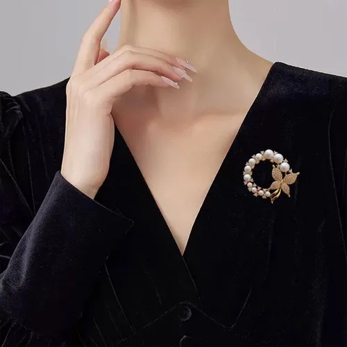 Vista 134 de 4 piezas de clip de anillo de bufanda para mujer, broche de perlas y flores, hebilla de metal para chal, accesorios de decoración para damas y niñas