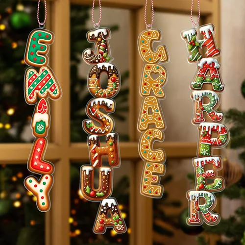 Vista 18 de 7 piezas de adorno de Navidad personalizado 2025, adorno de familia de muñeco de nieve con nombre y foto acrílico para decoración de árbol