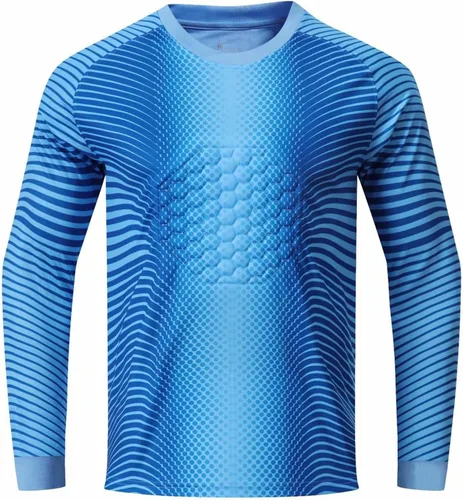 Vista 7 de Hansber Camisetas de portero acolchadas de manga larga para niños y jóvenes, uniforme de fútbol Azul marino oscuro