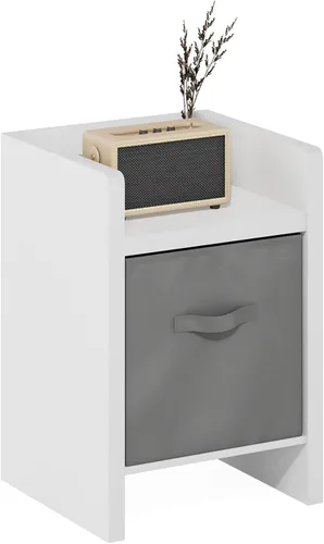 Vista 40 de Furinno Dario - Mesa auxiliar / estante de almacenamiento de noche con cajón de contenedor, pino ámbar/negro, 1 paquete, contenedor superior