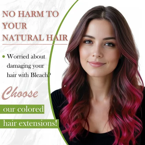 Vista 2 de RUNATURE - Extensiones de cabello humano con cinta color rosa intenso, 12 pulgadas, 0.71 oz, 10 unidades Hot Pink Human Hair Extensions Tape Ins