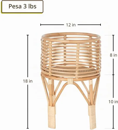 Vista 3 de KOUBOO Soporte para plantas de interior de ratán, pequeño, maceta natural