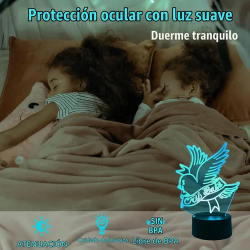 Vista 5 de Luz nocturna 3D Rapero Lil Peep LED para decoración del hogar, regalo para fanáticos, luz de decoración de dormitorio, sensor LED que cambia