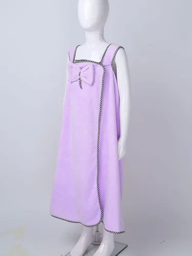 Vista 5 de Aislor Albornoz de baño de algodón para niños y niñas, toalla de baño, toalla de rizo con lazo, cubierta de cuerpo
