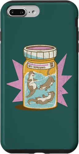 Vista 9 de iPhone 15 Anti Depresivo Botella de Nutrias Divertido Lindo Kawaii Sea Ocean Case