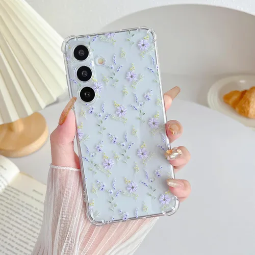 Vista 14 de ZTOFERA Funda transparente para Samsung Galaxy S24 con bonito patrón de flores para mujeres y niñas, funda protectora a prueba de golpes, delgada
