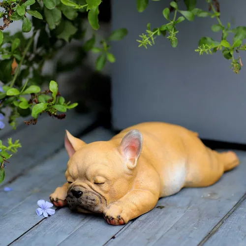 Vista 8 de Escultura de jardín para patio al aire libre, estatua decorativa – Bonita estatua de cachorro de bulldog francés para mascotas, regalo de figura