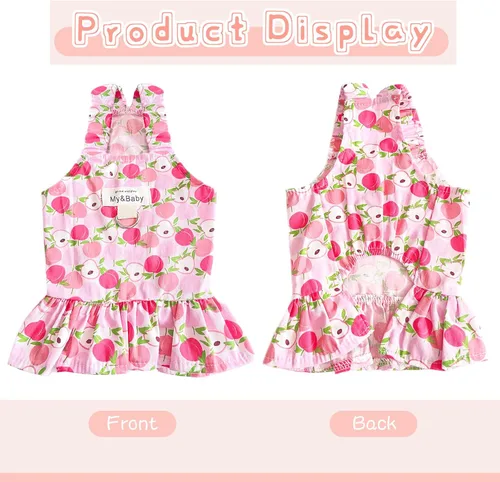 Vista 3 de Juego de arnés y correa para perro pequeño, vestidos de princesa para cumpleaños, vestidos de cachorro, vestidos de cachorro con estampado de frutas