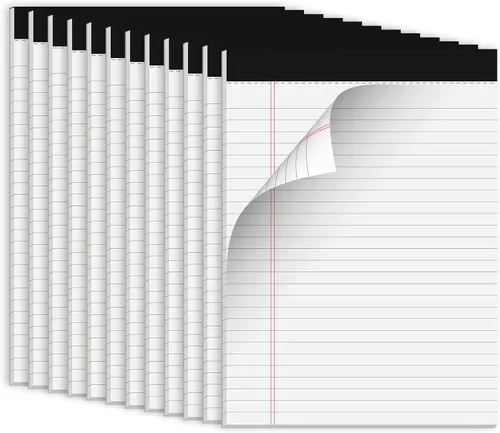 Vista 9 de 3 paquetes de blocs de notas legales blancos de 8.5 x 11 pulgadas, blocs de notas de rayas anchas, blocs de escritura con líneas microperforadas, 30