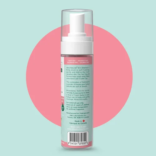 Vista 7 de Aleva Naturals Gel de baño y cabello hipoalergénico 2 en 1 Fórmula de aceite de árbol de té Para pieles sensibles Perfecto para bebés recién
