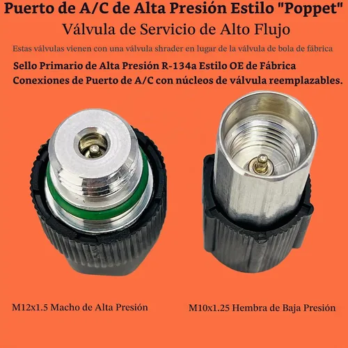Vista 2 de Kit de Núcleo de Válvula de Aire Acondicionado Tapa y Válvula AC R12 R134a Junta de Teflón Refrigeración A/C Servicio de Aire Acondicionado