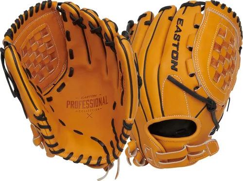 Vista 15 de Easton Professional Collection Fastpitch Softball Glove Bronceado/Negro Web de barra doble de poste único
