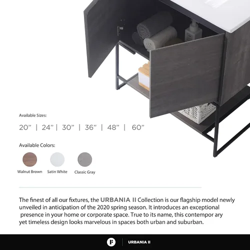 Vista 5 de Mueble de baño URBANIA VANITY con 2 puertas, estante y lavabo