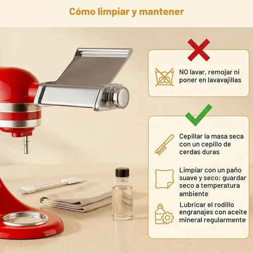 Vista 6 de Accesorio de pasta para KitchenAid, 3 piezas para hacer pasta con plato desmontable Accesorio para pasta de plata metálica