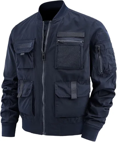 Vista 6 de Chaqueta bomber acolchada para hombre, chaqueta militar de vuelo para hombre, chaquetas casuales de otoño, ropa de abrigo ligera de invierno