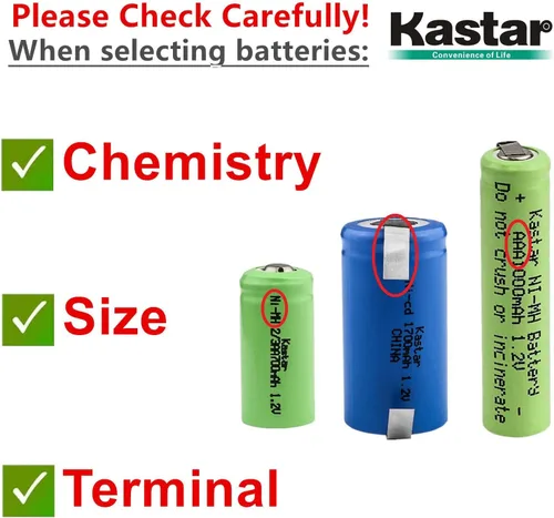 Vista 3 de Kastar Paquete de 1 batería Ni-MH de 1.2 V 2200 mAh compatible con Braun 7540 7570 7630 7680 7690 7765 7785 7795 Micron Vario 3 XP 5615 Dantona