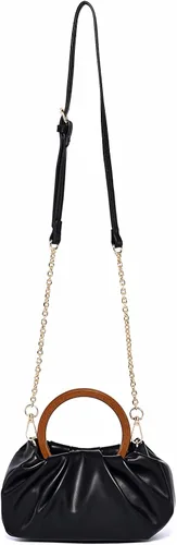 Vista 3 de Bolso de embrague de noche y bolsa de masa dorsal de nube pequeños bolsos de moda con asa de madera
