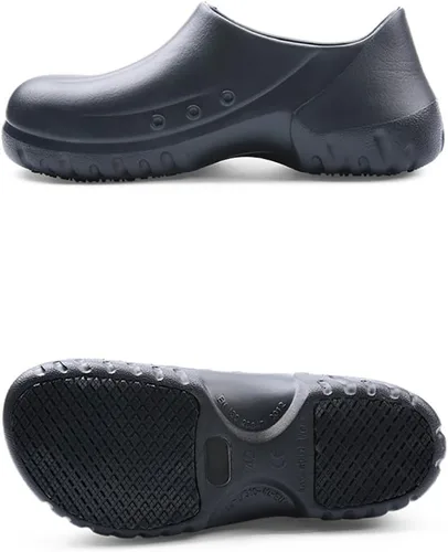 Vista 2 de Zapatos de chef para hombre, zuecos de enfermería, antideslizantes, zapatos de trabajo unisex, impermeables, resistentes al aceite, zuecos