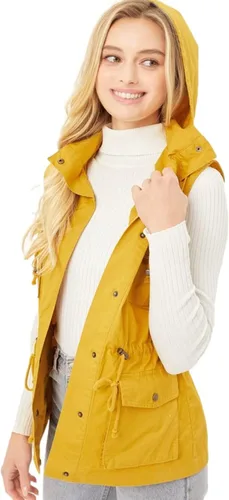 Vista 7 de Chaleco utilitario de algodón Anorak sin mangas con capucha para mujer