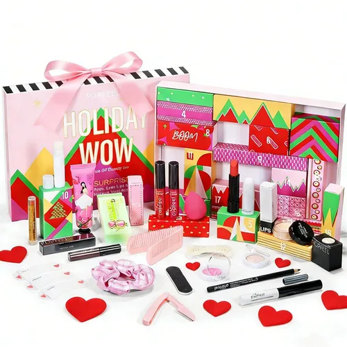 Vista 10 de Kit de maquillaje todo en uno rosa intenso para mujeres, kit completo, regalo de maquillaje para el día de la madre, para mujeres y niñas, paquete