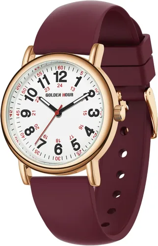 Vista 21 de GOLDEN HOUR - Reloj de enfermera impermeable para profesionales médicos, estudiantes, mujeres y hombres, esfera luminosa de fácil lectura, 24 horas