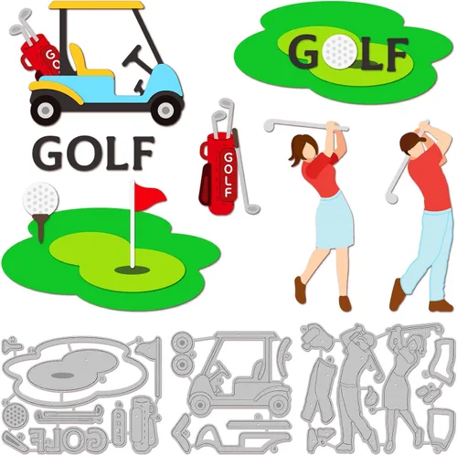 Vista 7 de GLOBLELAND Troqueles de corte de golf para manualidades, álbumes de recortes, deportes, troqueles para hacer tarjetas, decoración de sobres de álbum