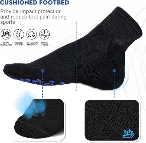 Vista 5 de Ozaiic Calcetines de agarre antideslizantes para yoga hogar entrenamiento barra pura pilates hospital calcetines de cojín ideales para hombres