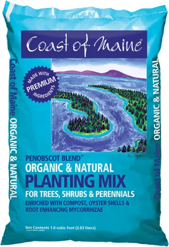 Vista 5 de Coast of Maine Penobscot Blend, 1 pies cúbicos (paquete de 4) mezcla de plantación orgánica y natural para árboles, arbustos y plantas perennes