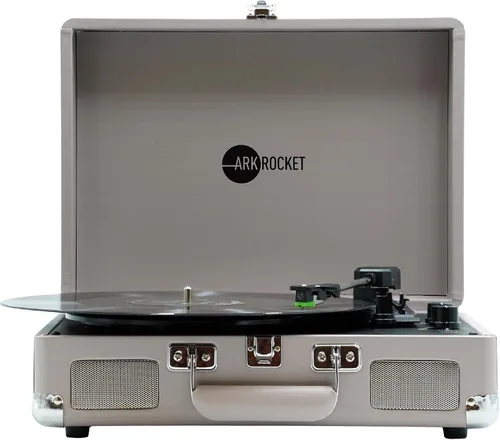 Vista 11 de Arkrocket Curiosity II Tocadiscos Bluetooth Retro de maleta de 3 velocidades con bocinas integradas y cartucho de imán móvil (Negro)