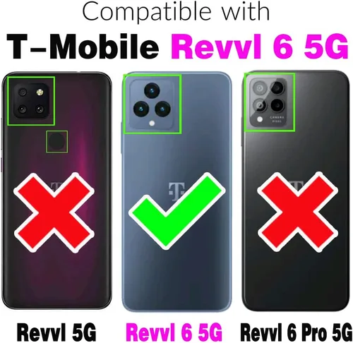 Vista 2 de Asuwish Funda de teléfono para T-Mobile Revvl 6 5G 2022 con protector de pantalla y funda de cartera de encaje con soporte para tarjetas Tmobile