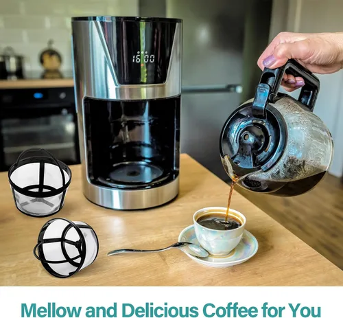 Vista 7 de Prasacco Filtros de café reutilizables de 4 a 8 tazas, cesta de filtro de café, filtro universal de repuesto, malla de nailon de seguridad, filtros