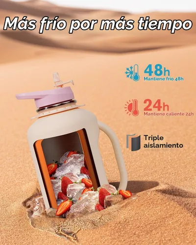 Vista 3 de Coolflask Jarra de agua de 64 onzas con asa, botella de agua aislada