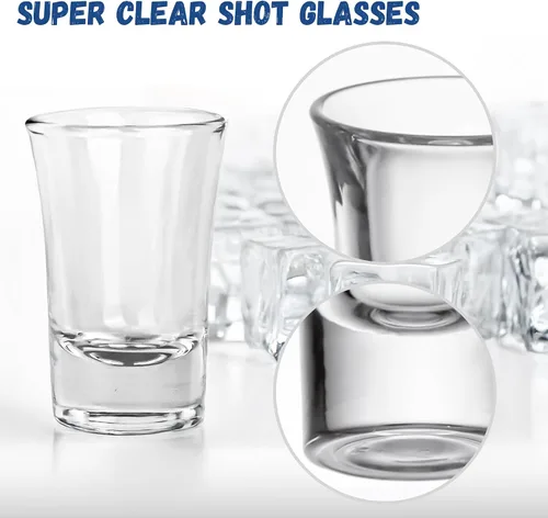 Vista 5 de A&A Wonders Juego de 8 vasos de chupito de 1.5 onzas con base pesada, juego de vasos de chupito con peso, para vasos de chupito de tequila de vodka