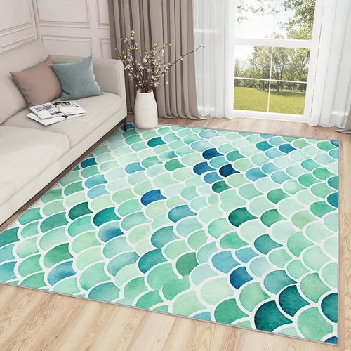 Vista 15 de Alfombra geométrica para habitación de niños, alfombra de 2 x 3, alfombra geométrica, alfombra abstracta futurista neón, alfombra rosa intenso