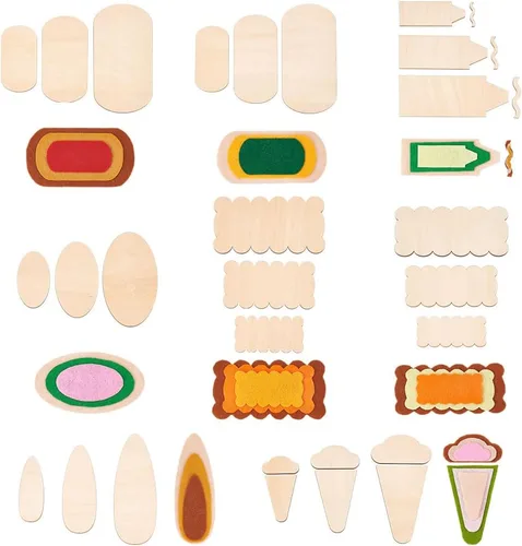 Vista 10 de NBEADS 100 piezas de 40 mm de piezas de madera sin terminar en forma de anillo, adornos circulares blancos antiguos anillos de unión de madera