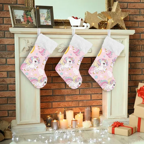 Vista 6 de Kigai 1 calcetín de Navidad lindo caballo grande cálido de 18 x 12 pulgadas, decoración de medias de Navidad colgantes para la familia, adornos