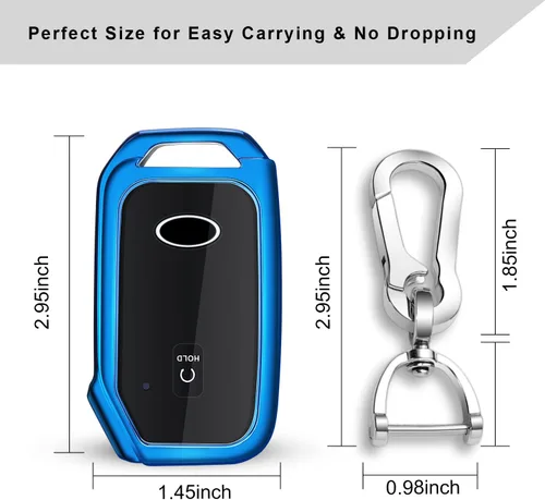 Vista 5 de QBUC Funda para llavero KIA, funda para llavero con llavero para Kia Ceed Cerato Forte, etc. (1 botón o no solo en la superficie frontal) (azul)
