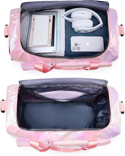 Vista 89 de Pequeña bolsa de gimnasio para mujer, bolsa de viaje con compartimento para zapatos