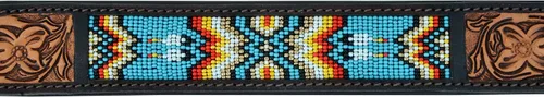 Vista 4 de Collar de cuero para perro, estilo occidental, resistente, manual, ajustable, con cuentas y acolchado, suave para cachorros y perros grandes, 10AB011