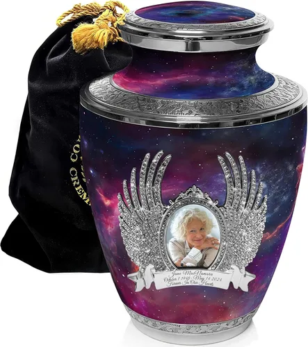Vista 32 de Commemorative Cremation Urns Urnas de cremación personalizadas decorativas hechas a mano para mujeres (aurora boreal extragrandes)