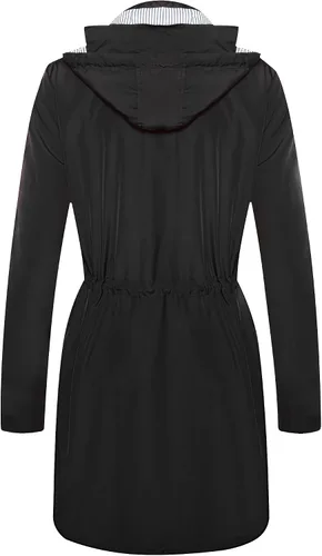 Vista 3 de Twinklady - Chaqueta de lluvia femenina, impermeables rayados de montañismo, gabardinas livianas con capucha para intemperie