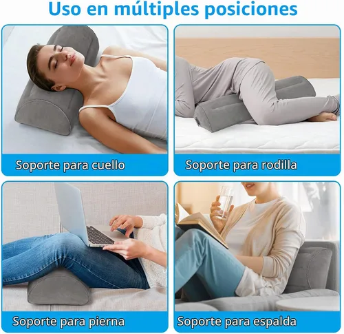 Vista 5 de USHMA Almohada inflable, almohada de media luna para piernas, rodillas, espalda baja y cabeza Almohada semi enrollable para cama, dormir